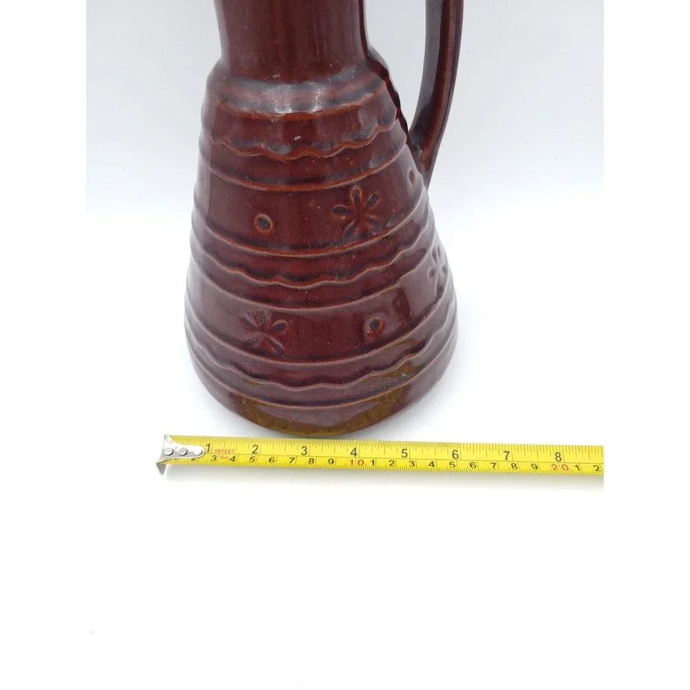 Vtg 1950's Marcrest daisy & dot Brown Stoneware Floral Carafe Decanter Pitcher - Picture 11 of 11